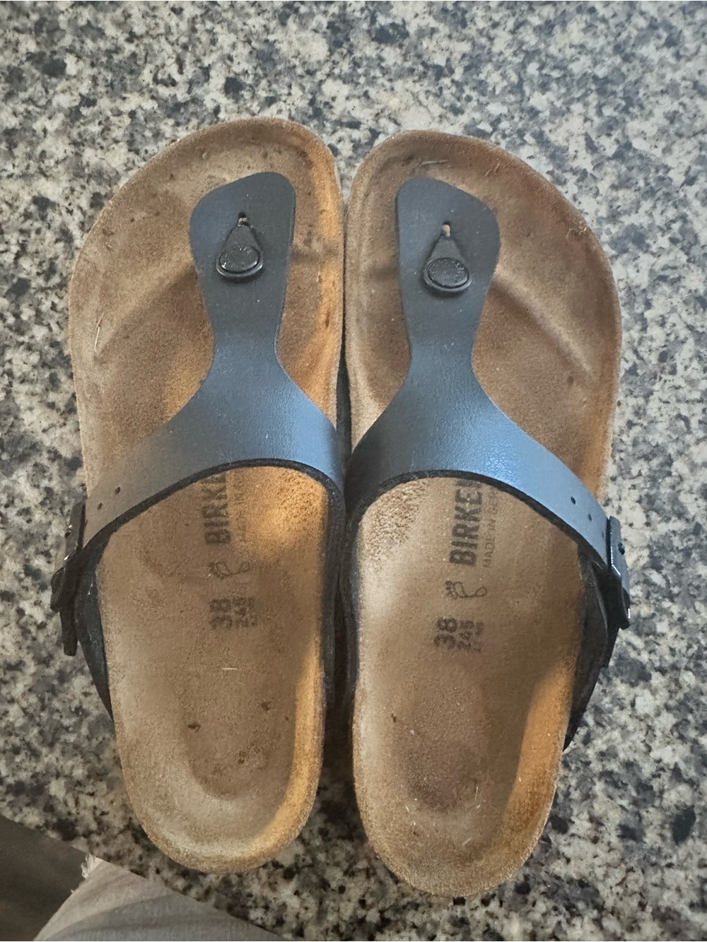 Birkenstock Black Gizeh Leather Thong Sandals
